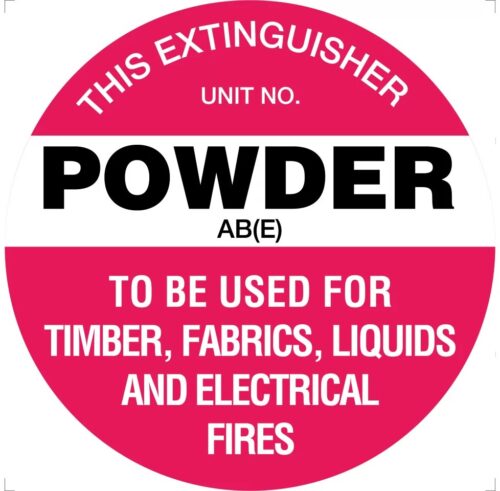 Sign Fire Extinguisher Marker Powder AB(E) White 200mm Disc
