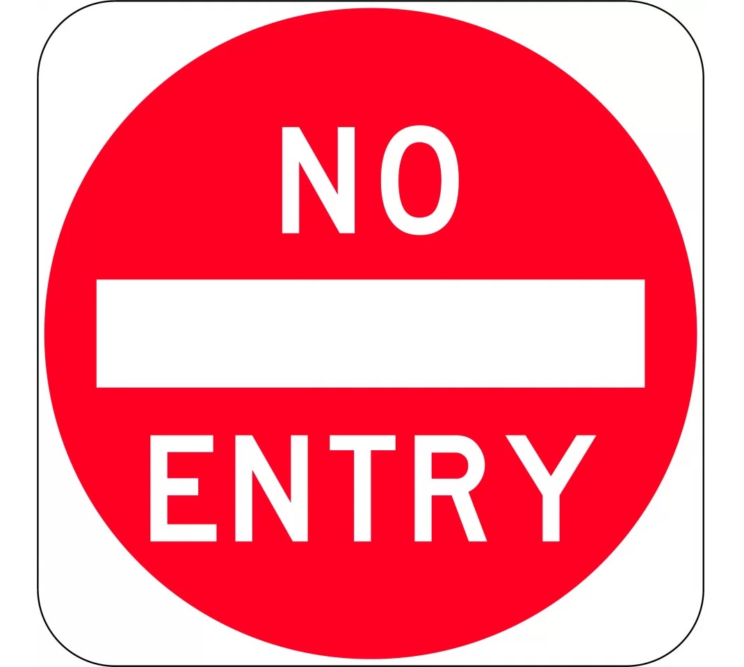 Sign No Entry Symbolic 600mm x 600mm Class 1 Corflute
