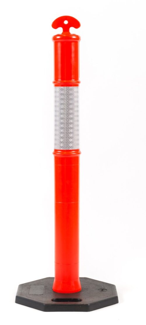 Bollard Orange T Top Post Only with Reflective Strip