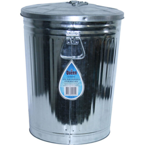 Rubbish Bin & Lid Galv 55 litre