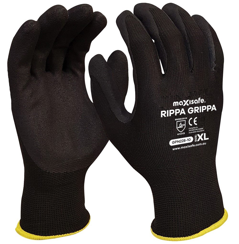 Glove Nitrile Coated Black Extra Large